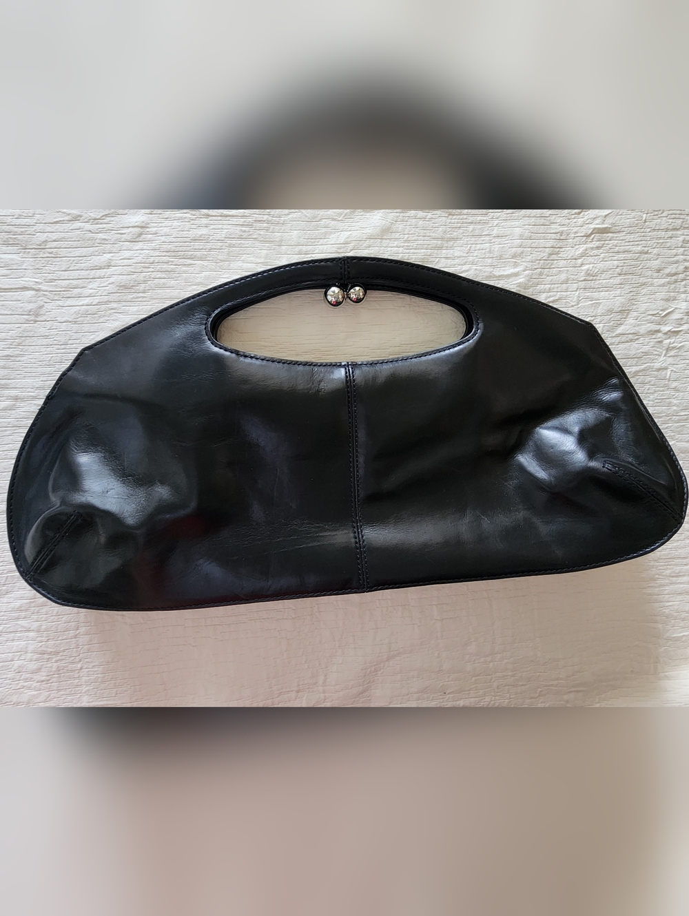 Hugo Boss Black Leather Oval-Handle Clutch